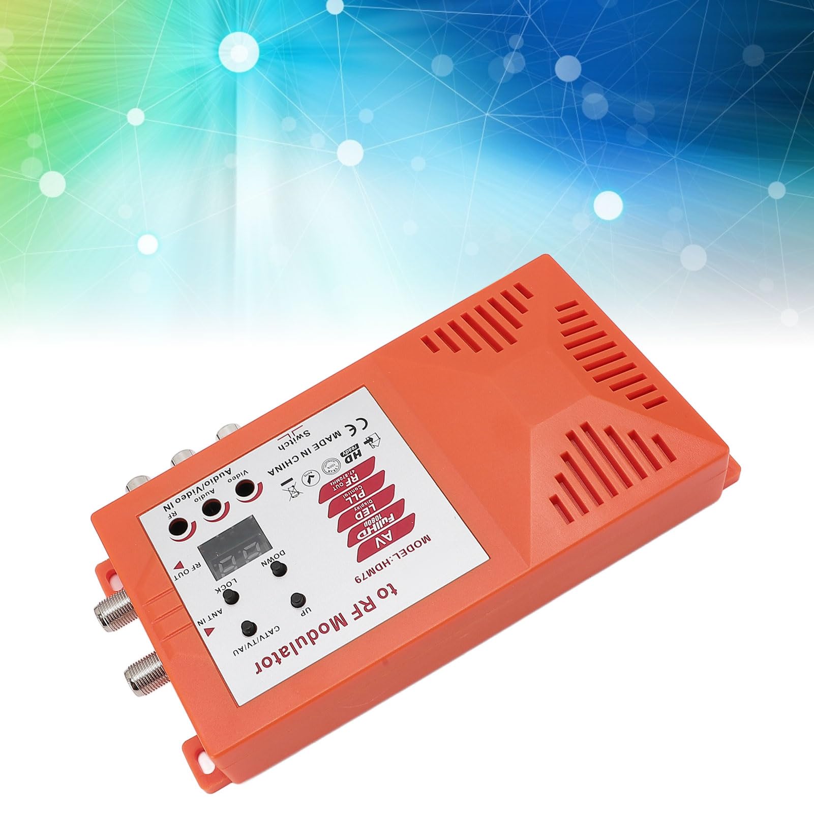 Interfaz Multimedia HD a Modulador RF, Convertidor Coaxial 1080P AV a RF Compatible con Salida de Formato PAL NTSC, Convertidor de Audio y Vídeo TV para el Hogar (EU)