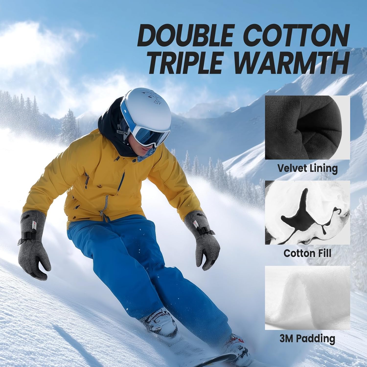 ATERCEL Ski Gloves with 3M Insulation for Men and Women, Waterproof Snow Gloves, Work & Snowboarding Glove - Image 2