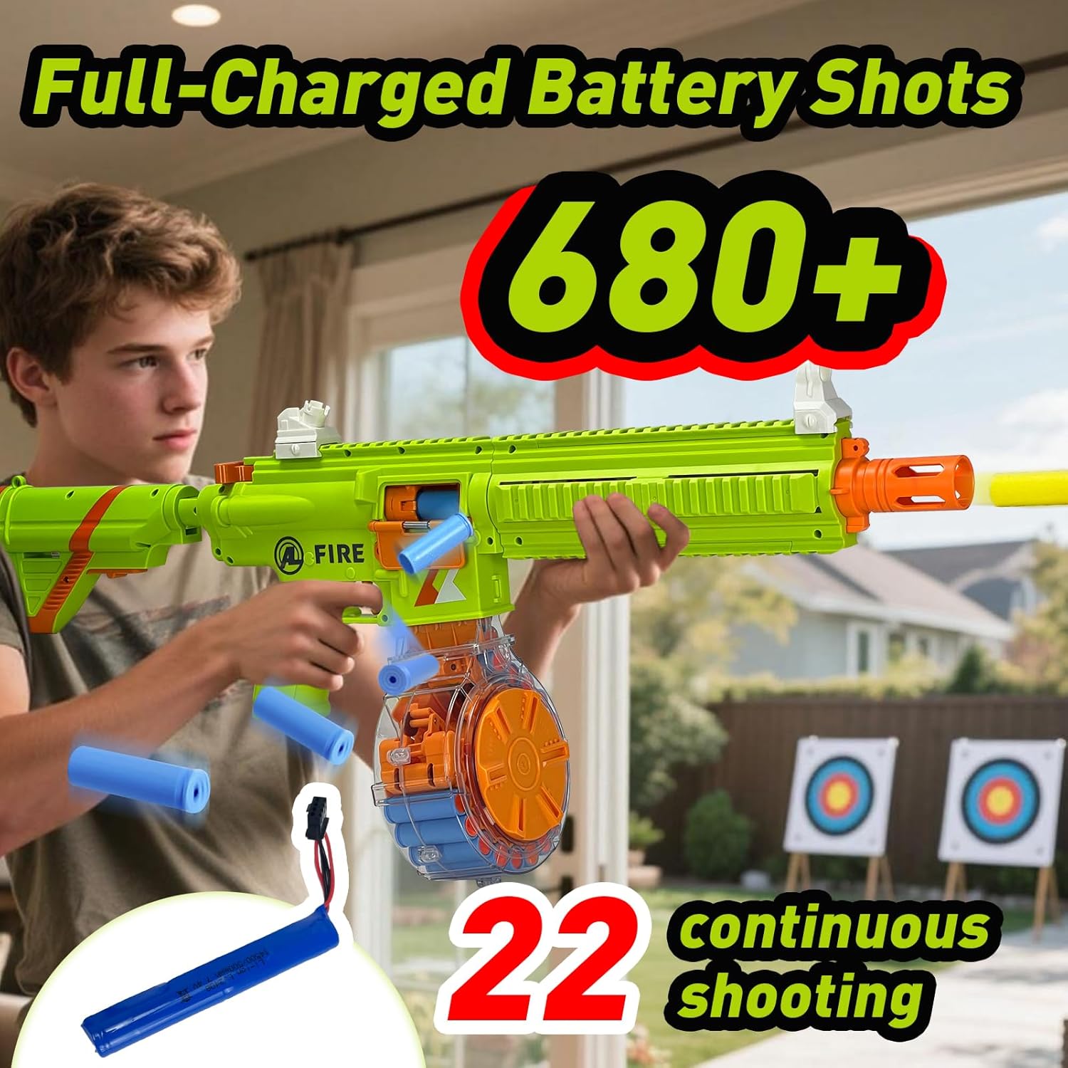 Foam Dart Blaster with Shell Ejecting, Semi-Auto/Manual Modes Includes 22-Dart Drum,Electric M416 Soft Bullet Toy Gun for Outdoor Party Games Christmas Birthday Gift for Teens 14+ (Green)