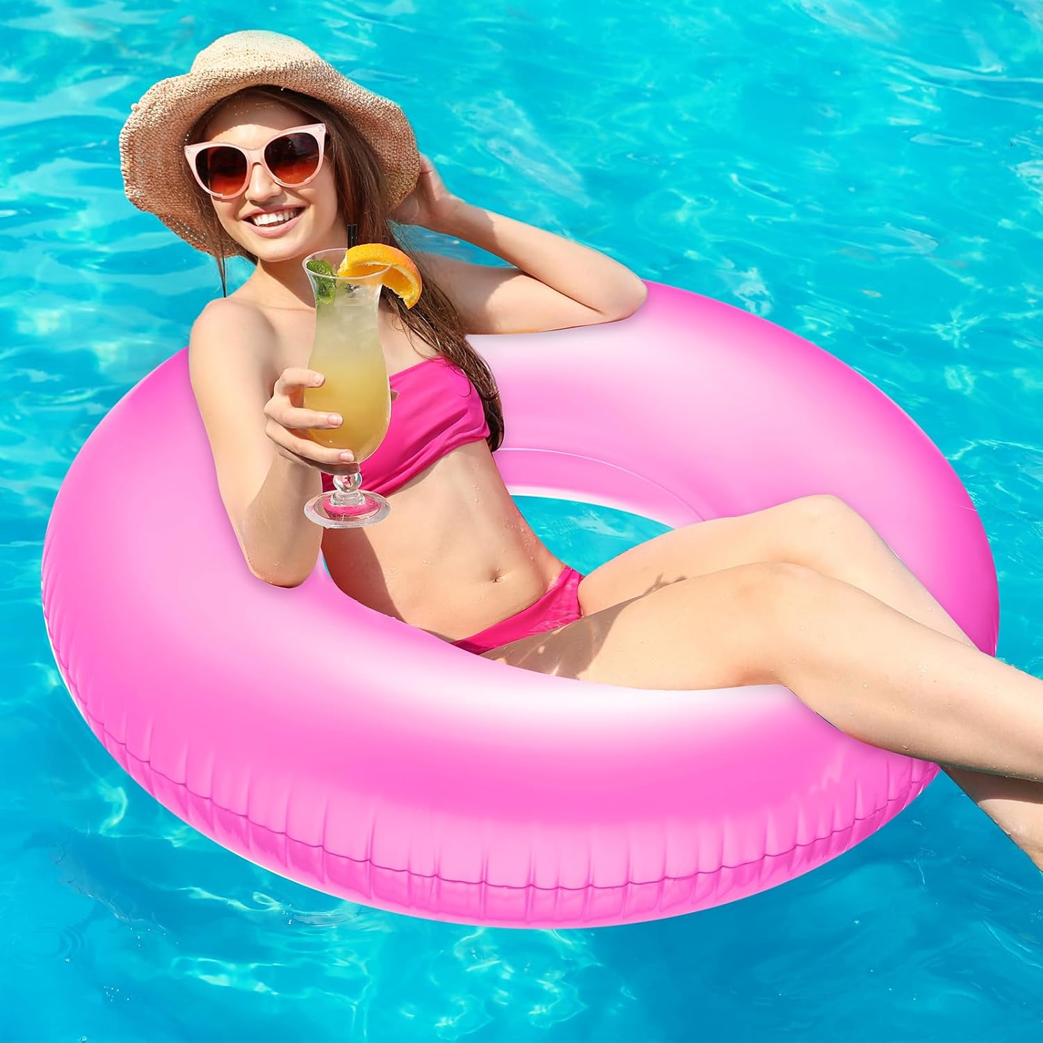 Gemscream Jumbo Inflatable Pool Float 47.24 Inches Swimming Ring Pool Floats White Inflatable Float Tube for Adult Summer Vacation Beach River Bachelorette Wedding Party Supplies