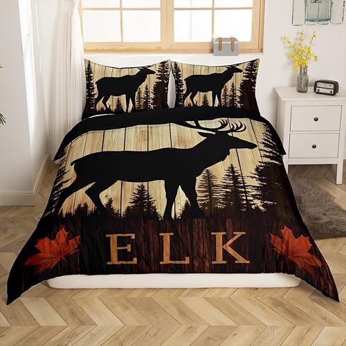 Miniatura 15 de Juego de ropa de cama de caza de ciervos, decoración de granja, pato, reno, oso, animales del bosque, vida silvestre, funda de edredón Queen