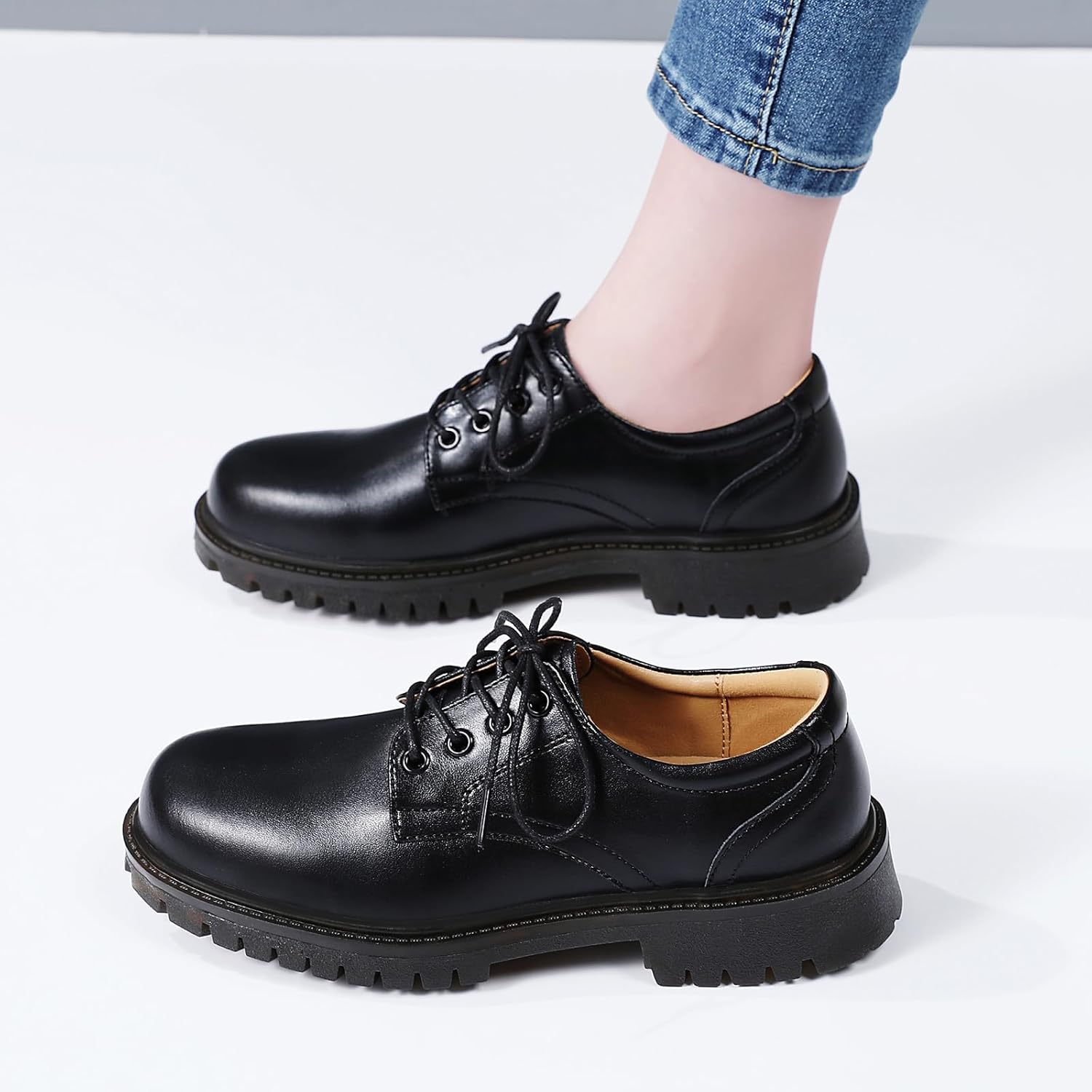 XMM Oxford Shoes for Women Lace up Flats Women's Oxfords Saddle Non-Slip Work Office Comfortable Dress Business Casual Dressy Shoes - Image 8