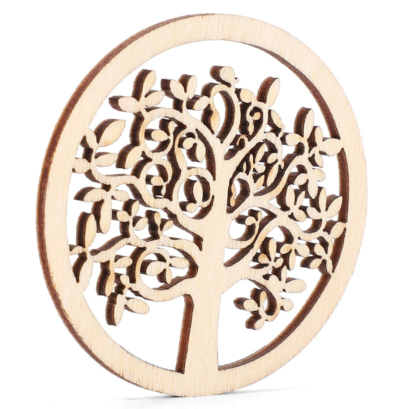 Albero Della Vita Legno, 48 pezzi Albero Decorativi Pendenti Legno Abbellimenti per Decorazioni Fai da Te Matrimonio Nozze Natale, Dimensioni 5 cm/2 pollici