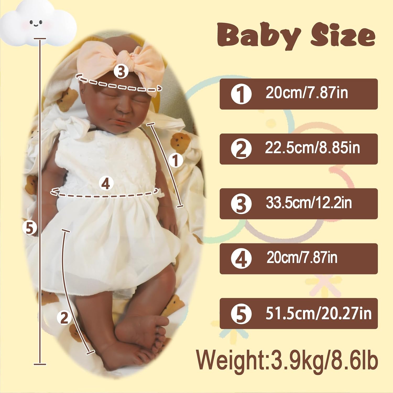 Full Silicone Reborn Baby Dolls-20in Realistic Newborn Anatomically Correct Girl with Realistic Blood Vessels and Skin，Silicone Full Body Lifelike Baby，for Collectors & 3+Kids,with Gift Box image 5