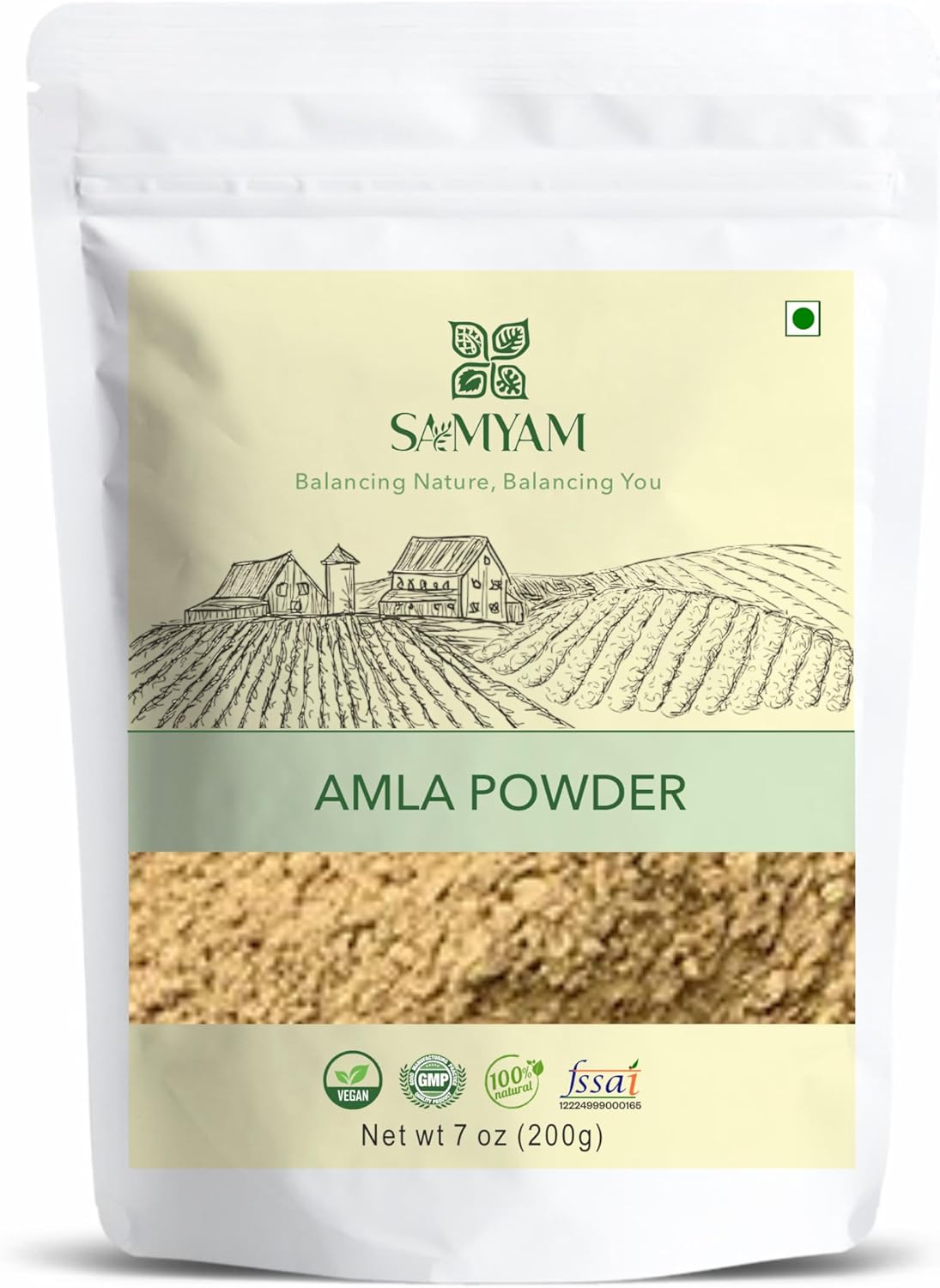 SAMYAM Amla Powder (Phyllanthus emblica) – 200g Pack | Ayurvedic Superfood for Hair, Skin and Health