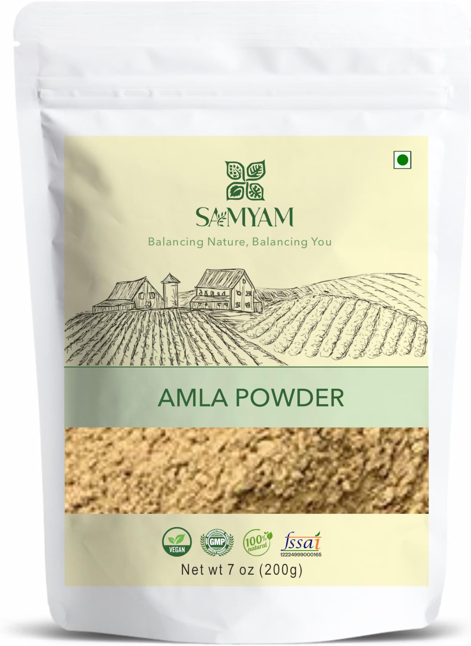 SAMYAM Amla Powder (Phyllanthus emblica) - 200g Pack | Ayurvedic Superfood for Hair, Skin and Health