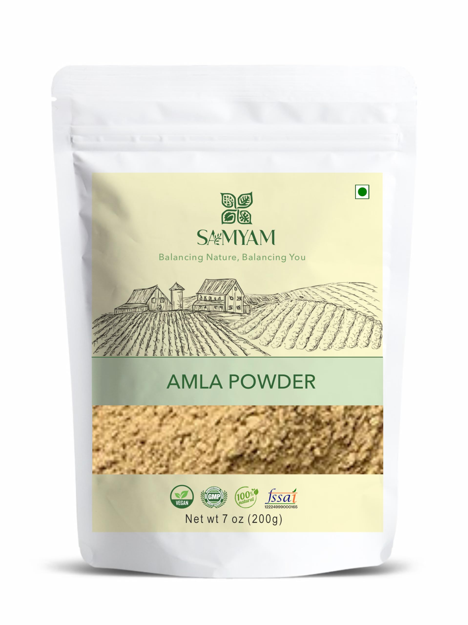 SAMYAM Amla Powder (Phyllanthus emblica) - 200g Pack | Ayurvedic Superfood for Hair, Skin and Health