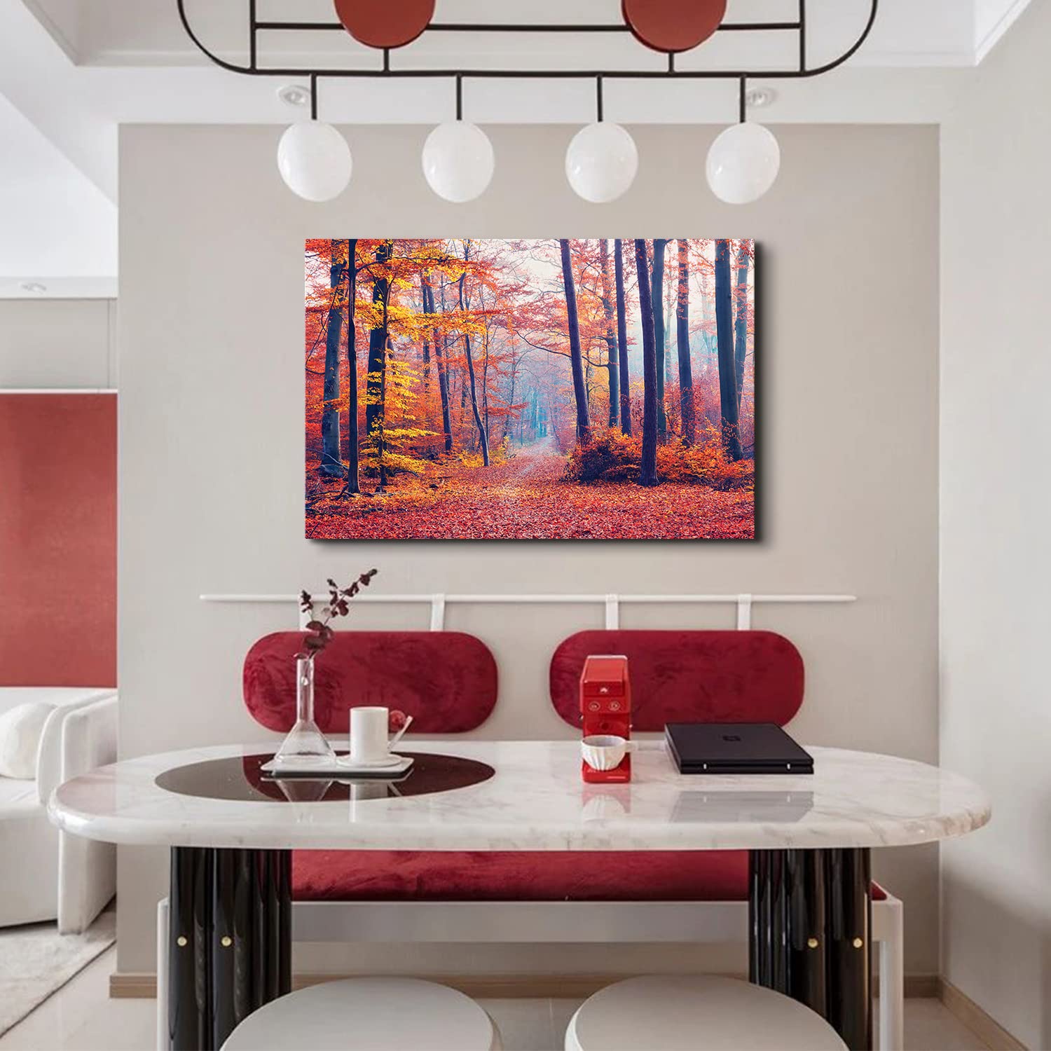 Sense&Sensitivity Arts Quadro Astratto Rosso Con Canna – Tela Moderna 91x61 Cm, Pronto Da Appendere, Arredo Soggiorno