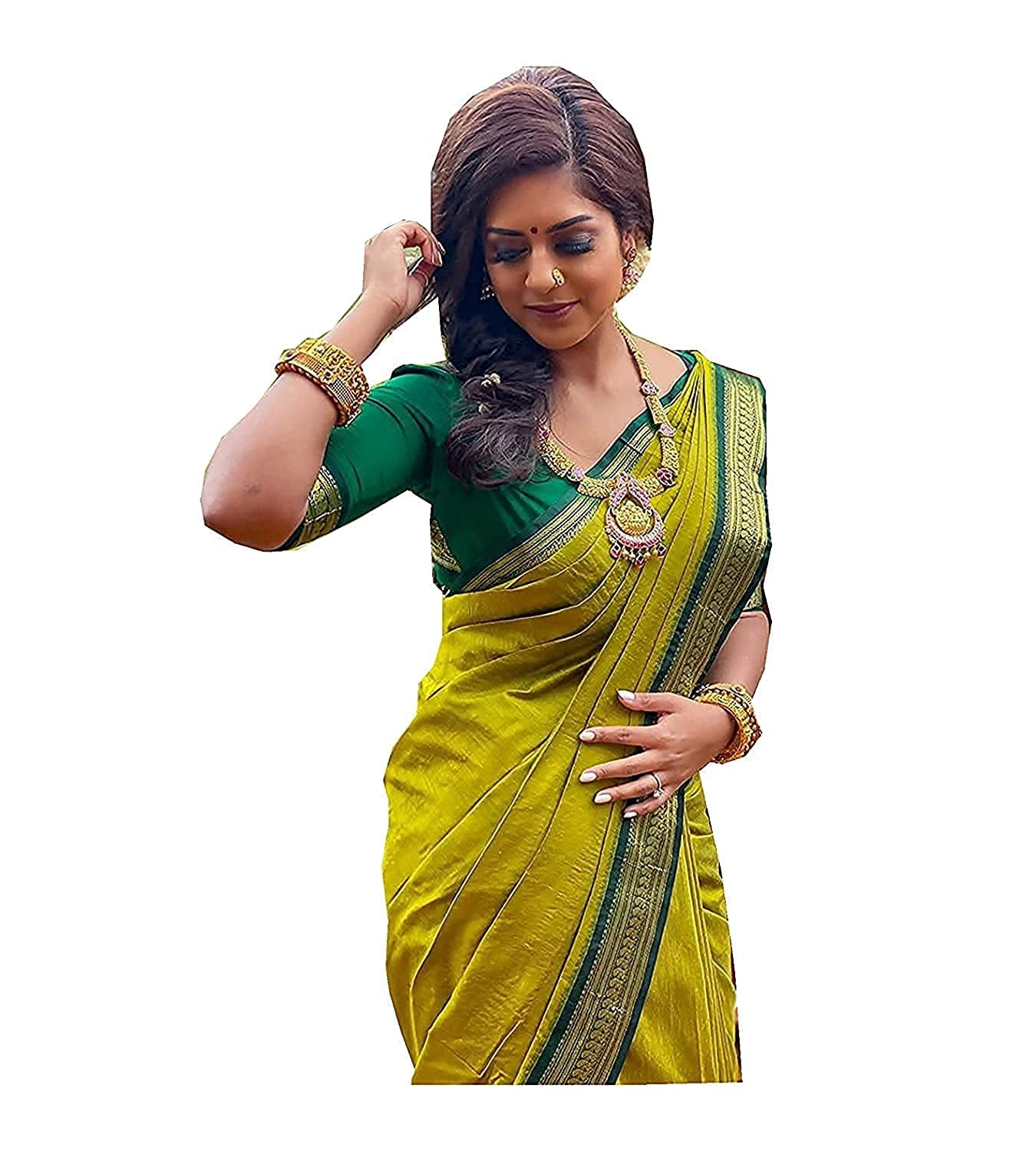 Women's Kanjivaram Soft Silk Saree With Blouse Piece