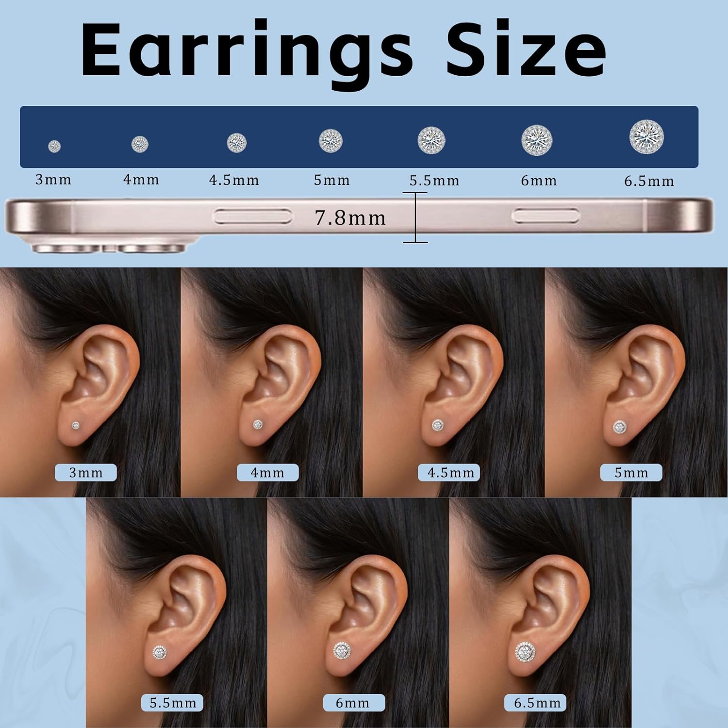 Moissanite Stud Earrings Women Men：Silver Hypoallergenic Screw Back Earrings Brilliant Engagement Gift - Image 2