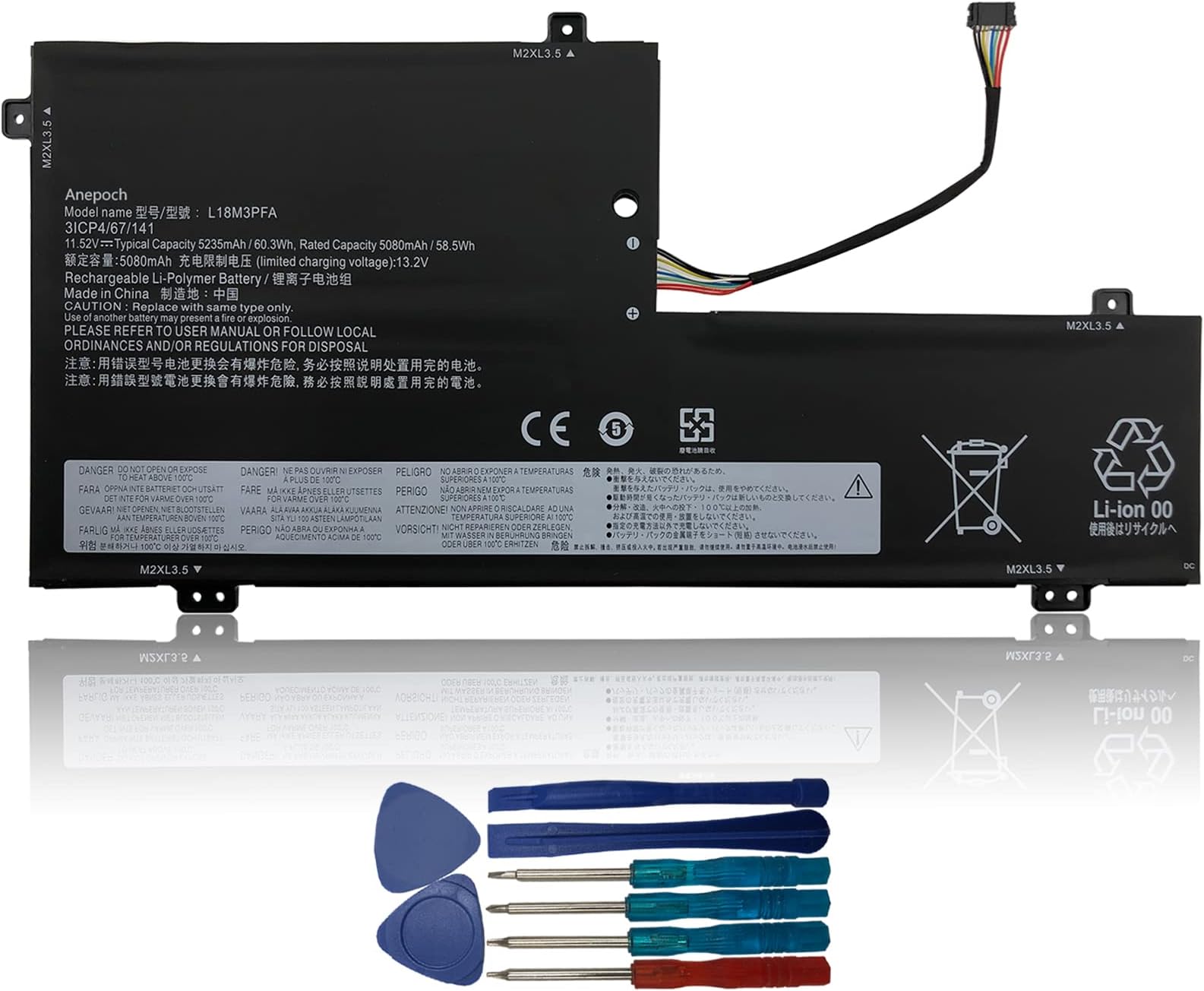 Batteria K KYUER Per Lenovo Yoga C740-15IML, Serie 81TD, L18D3PF2 E Compatibili, 11.52V 60.3Wh, Li-ion, Chip Di Sicurezza, Ricambio Originale