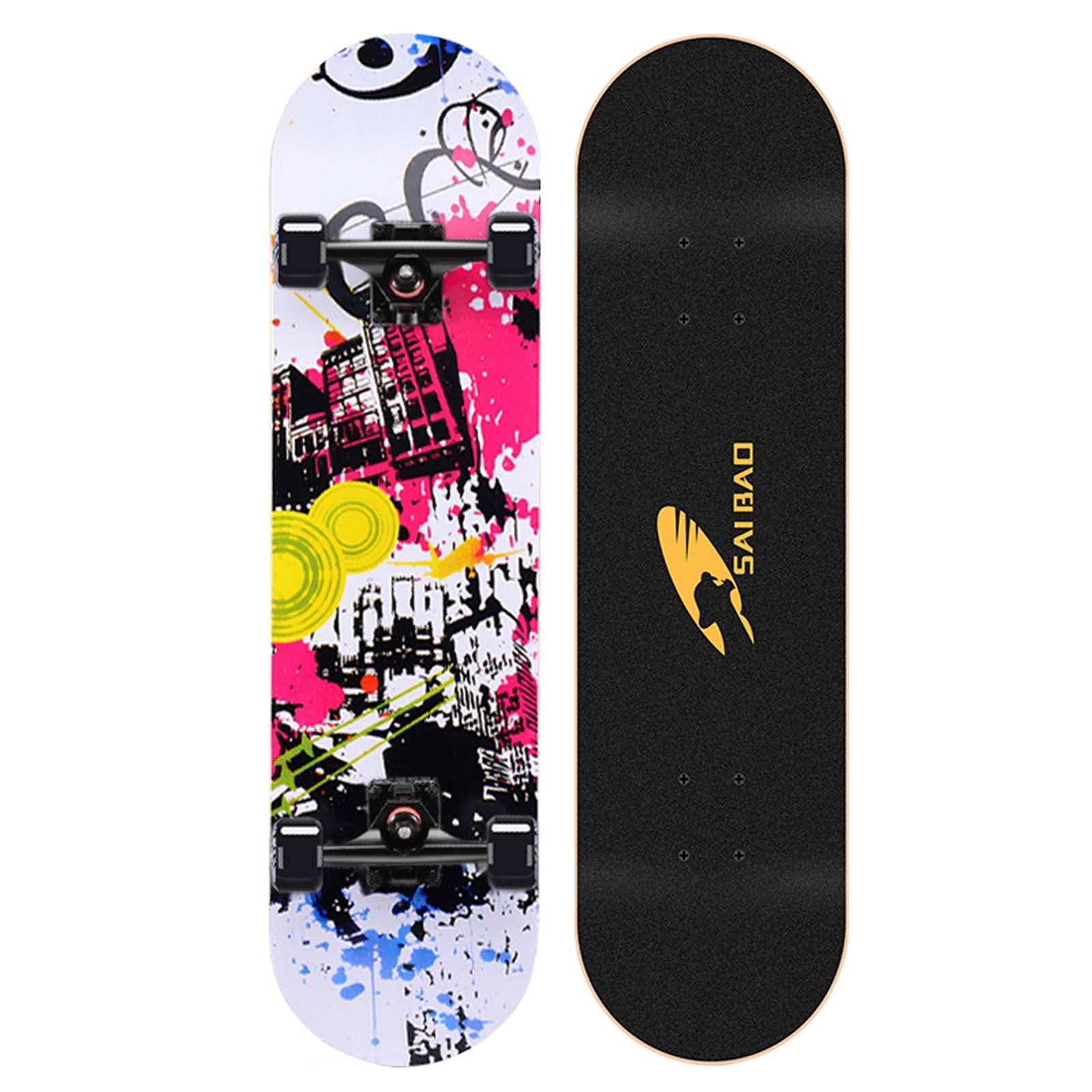 Skateboard - 31Inch Standard Skateboards for Kids Boys Girls Youths Beginners Starter 7 Layer Maple Double Kick Concave