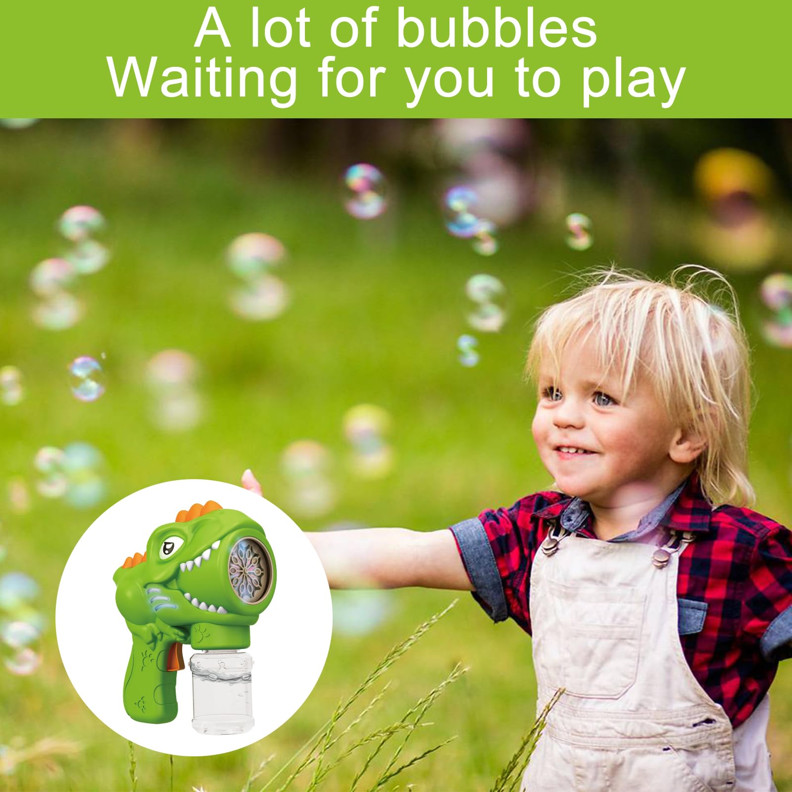 Pistola De Burbujas Con Forma De Dinosaurio, Genera Más De 10.000 Burbujas Por Minuto, Automática Y Fácil De Usar, Incluye Solución De Burbujas, Ideal Para Fiestas