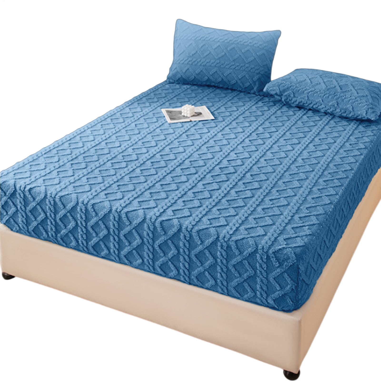 Drap-housse en velours chaud lit double Bedera grand bonnet literie thermique hiver