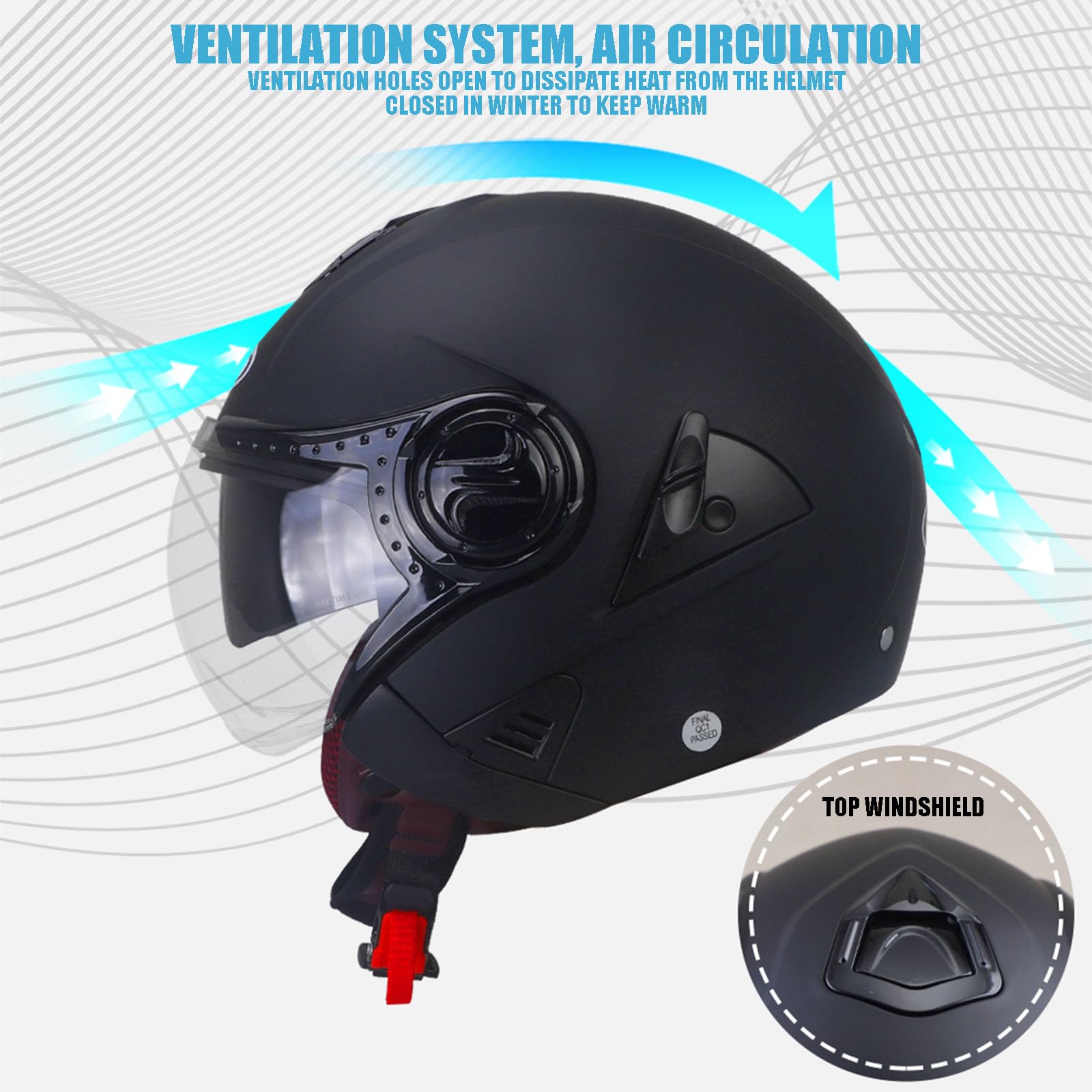 EPLUS Skateboard-helm, fietshelm Vintage motorhelm - Open helm
