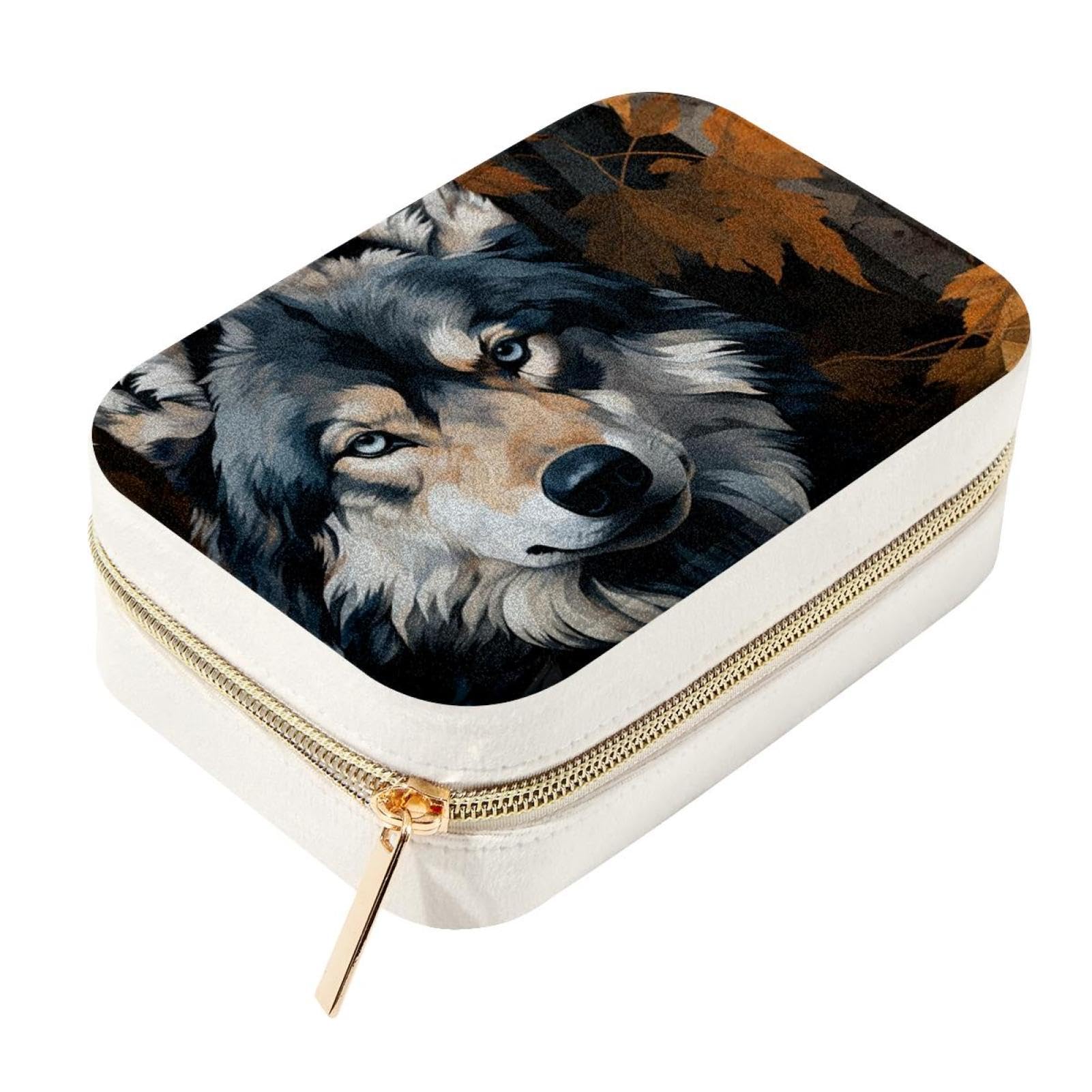 Boîte à bijoux de voyage en loup grand format élégante pour bagues et colliers