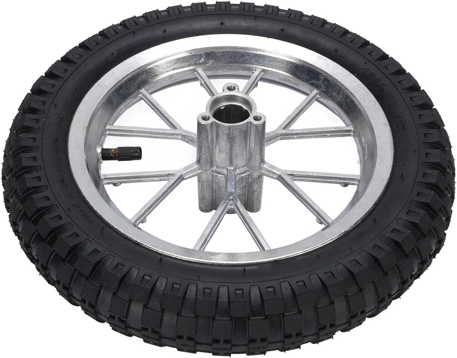 12 5x2 75 Rear Wheel Tire Assembly Premium Rubber Motorcycle Tire with Metal for 2 Stroke Pocket Bikes High Traction Off Road Bike Replacement Wheel Easy Installation Enh