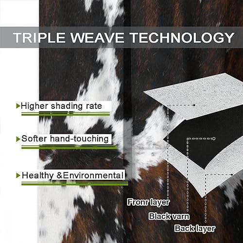 Miniatura 7 de Cortinas con estampado de vaca, cortinas de piel de vaca, piel de animal marrón, estampado de vaca occidental, tratamientos de ventana para sala de