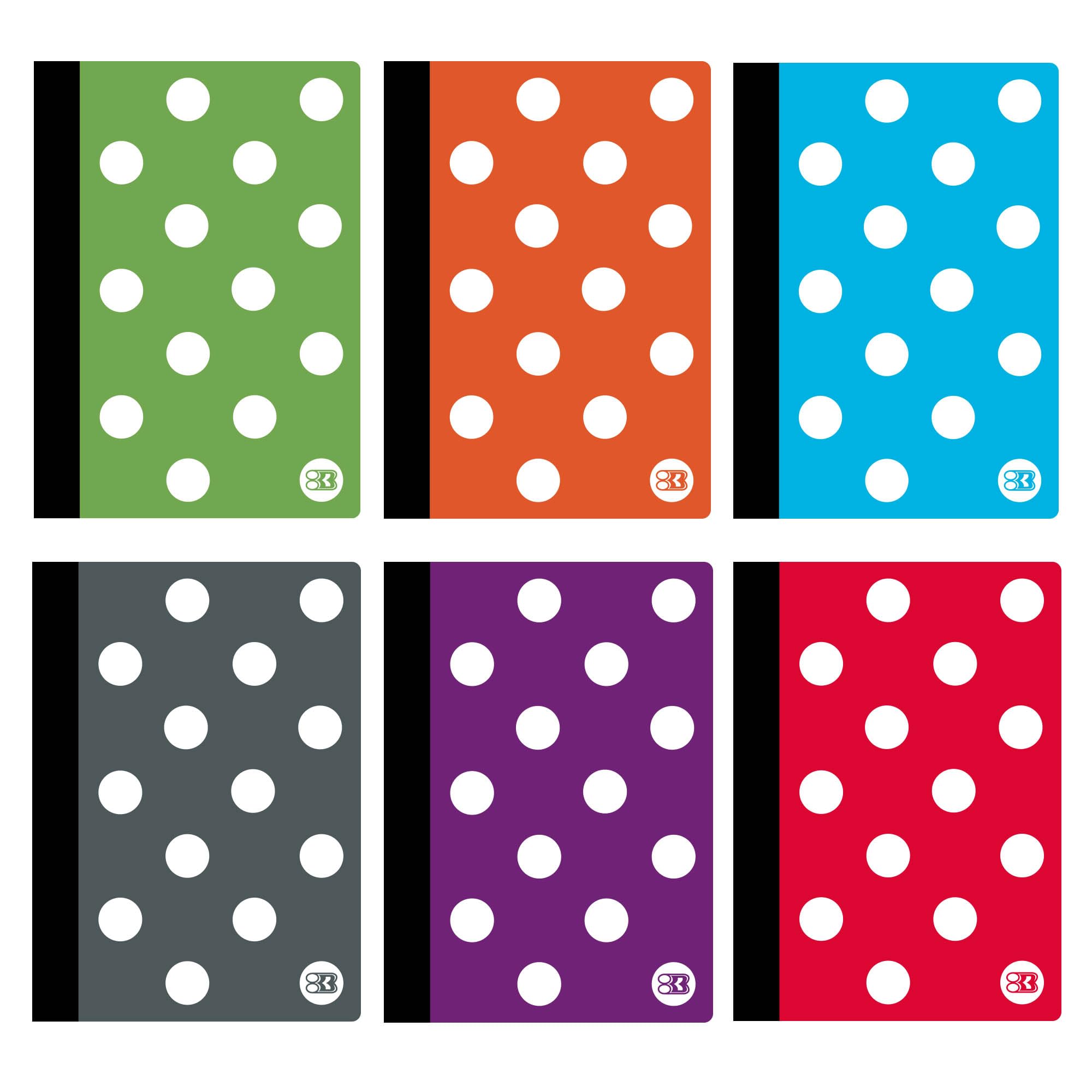 BAZIC PRODUCTS 12,7 x 18 cm notatnik w kropki, 80 sztuk, 6-częściowy zestaw