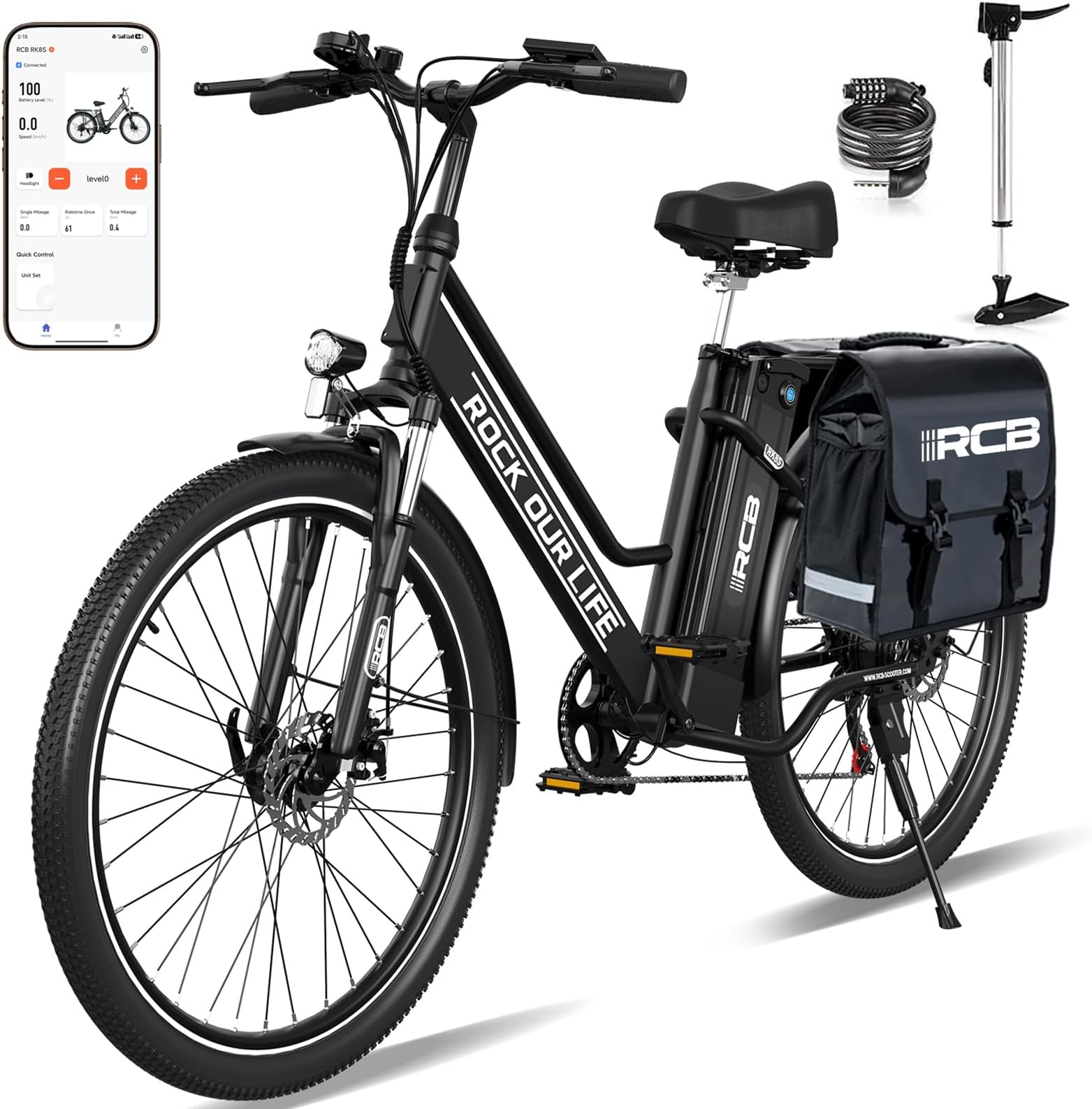 Electric Bike 26" E bike, 36V 12AH Lithium Battery Able up to 90KM (35KM in pure electric mode) 250W 7-speed Adult Commuter E bike