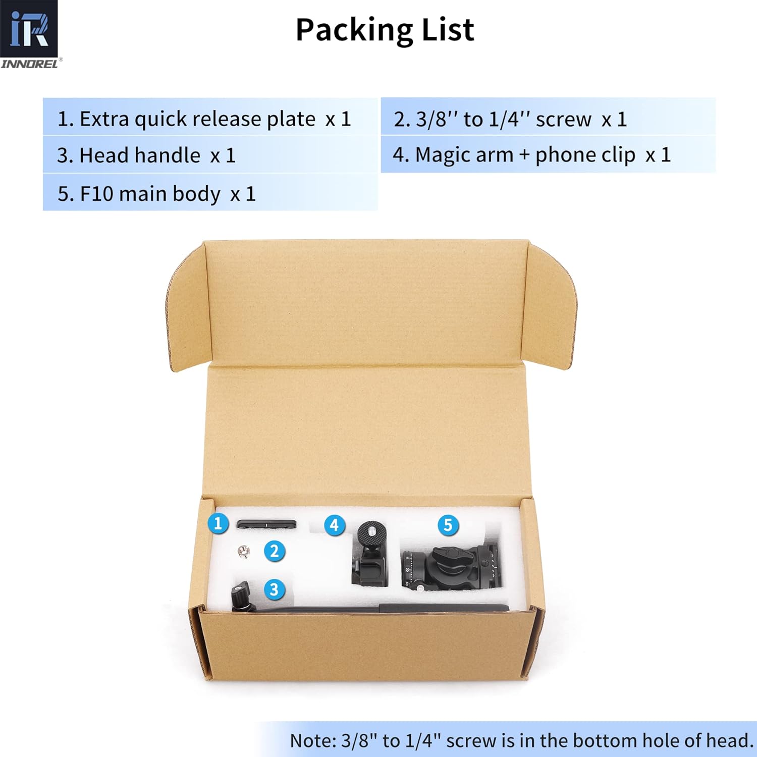 INNOREL Tripod Fluid Head Pan Tilt Head Mini Pan Metal Camera Video Tripod Head with 2 Arca Swiss Quick Release Plates, Handle, Magic Arm & Phone Clip for Video DSLR Cameras, Load up to 8.8lb/4kg, F10