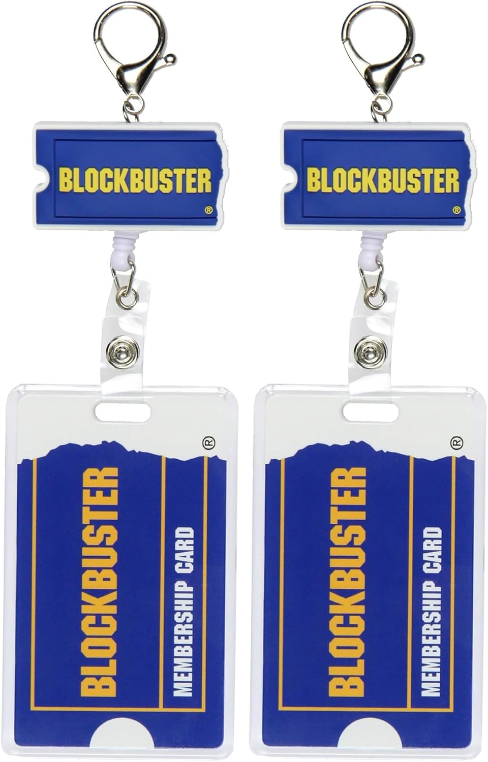 Blockbuster Torn Ticket Rubber Badge Reel and ID Holder Retractable Lanyard with Lobster Claw Clasp (Pack of 2)