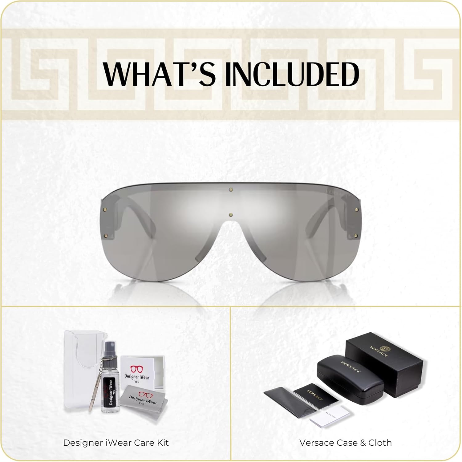 Versace VE4391 Shield Sunglasses for Men +BUNDLE with ACCESSORY EYEWEAR KIT