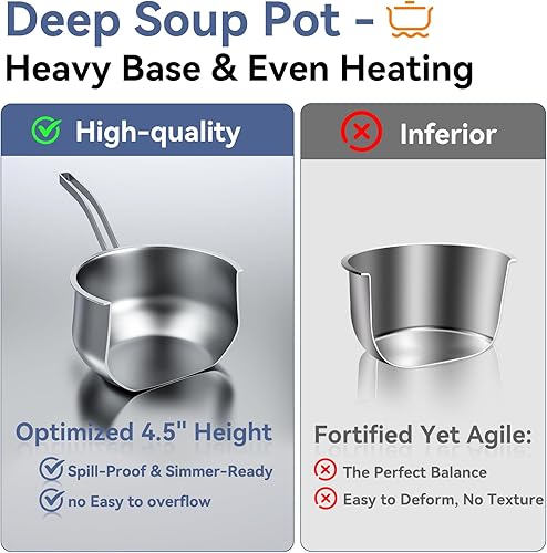 Miniatura 3 de Cacerola de acero inoxidable con cesta de vapor, olla de cocina de 2.5 cuartos de galón compatible con todas las estufas, olla de sopa perfecta para