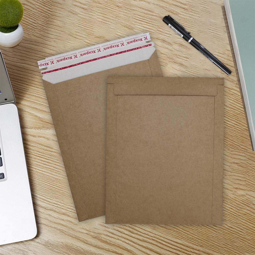 25 Pack kraft brown Rigid Mailers 9.25 x 11.75 inches, Self Seal Photo Document Mailers Premium Cardboard Keep Flat Envelopes for Photos, Pictures, Papers, Files, CD - Image 8