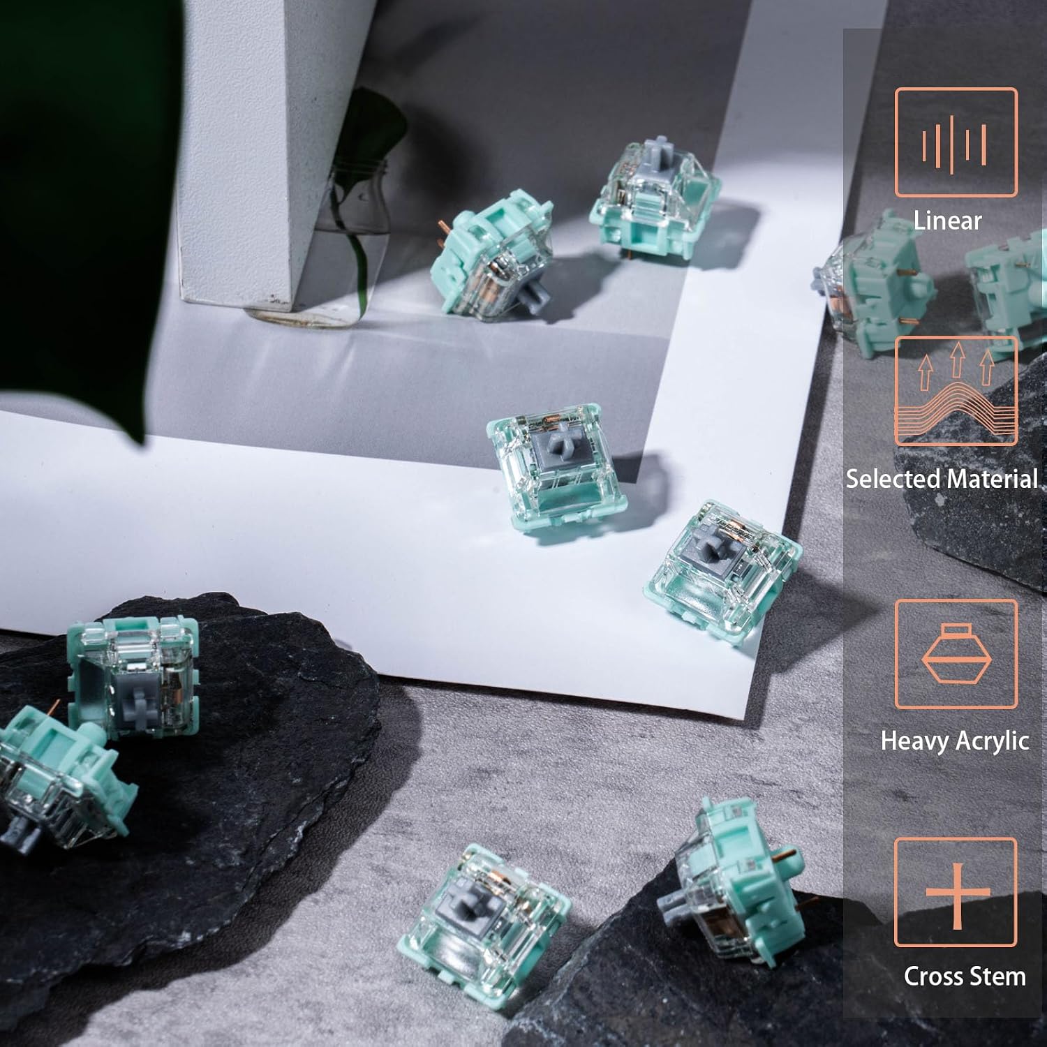 Gateron Jade Series 3.0 Silver Keyboard Switch,Pre-lubed 3Pin 45gf RGB LED Linear Switches for MX Mechanical Keyboard(Silver,90Pcs)