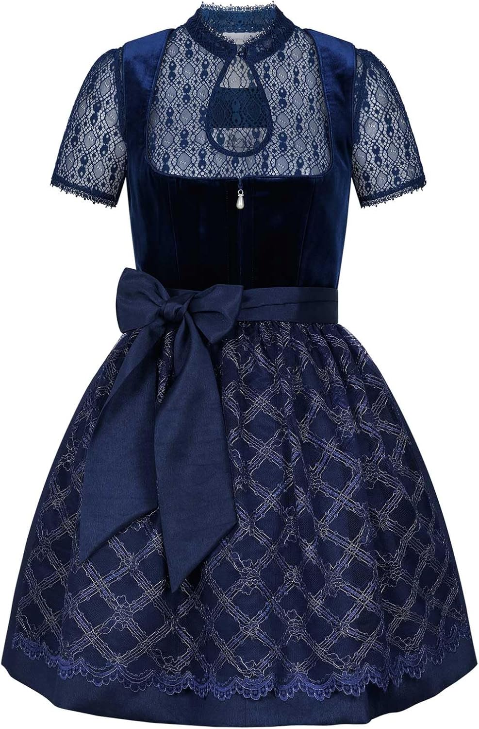Steigenhöfer Manufaktur Dirndl voor dames, in een set, Franziska, set bevat jurk, blouse en schort, midi-dirndl met 60 cm roklengte, fijne fluwelen look en parelapplicatie op jurk en blouse, rood, 32 Steigenhöfer Manufaktur Dirndl voor dames, in een set, Franziska, set bevat jurk, blouse en schort, midi-dirndl met 60 cm roklengte, fijne fluwelen look en parelapplicatie op jurk en blouse, rood, 32