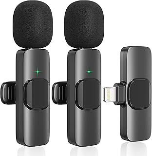 Mini Microphone Multifunctional, Mini Wireless Microphone for Video, Microphone Wireless for iPhone, Microphone for Clipon, Microphone Bluetooth Mobile Phone, Wireless Lapel Microphone for YouTube