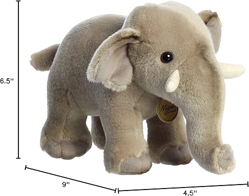 Miniatura 6 de Aurora® Adorable elefante asiático de peluche Miyoni®, detalle realista, compañía entrañable, gris, 9.5 pulgadas