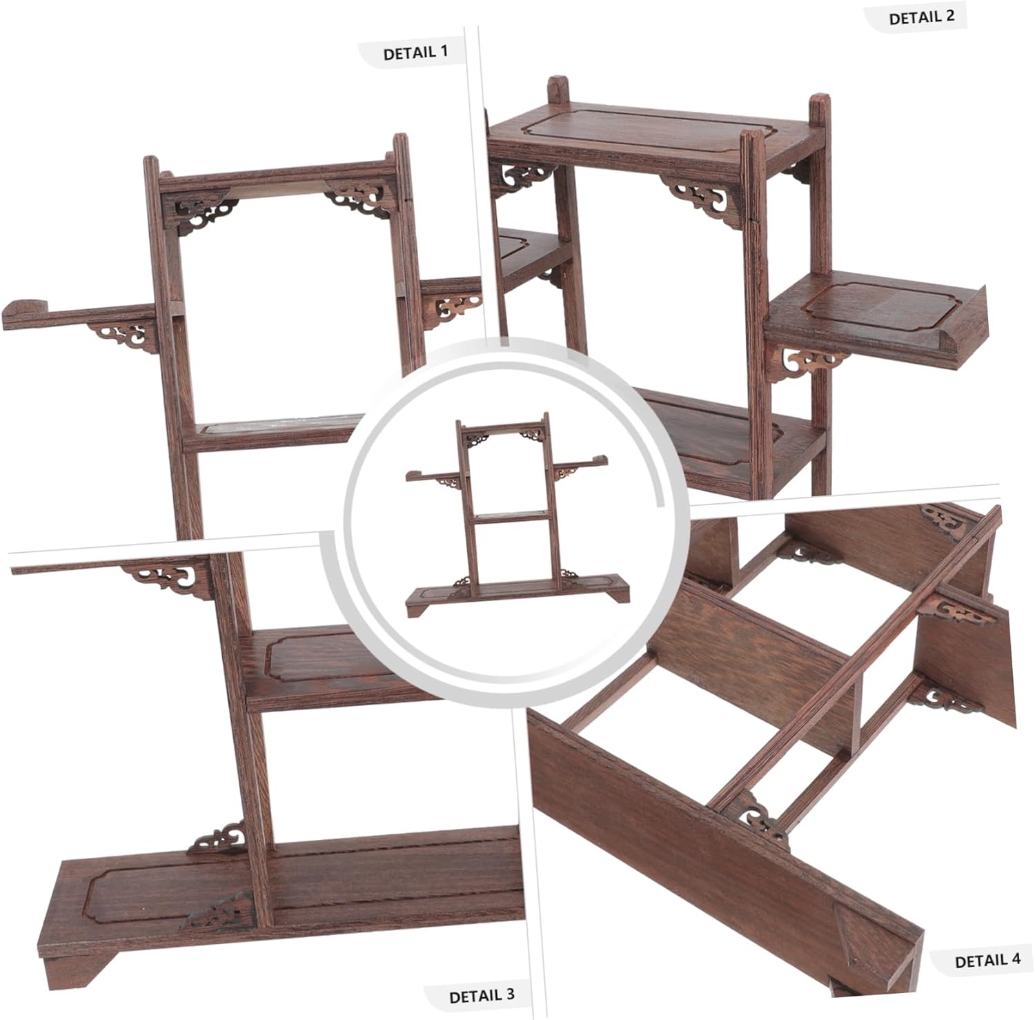 PRETYZOOM Antique Wooden Display Stand Storage Rack for Home Office and Restaurant Use Elegant Design Workmanship