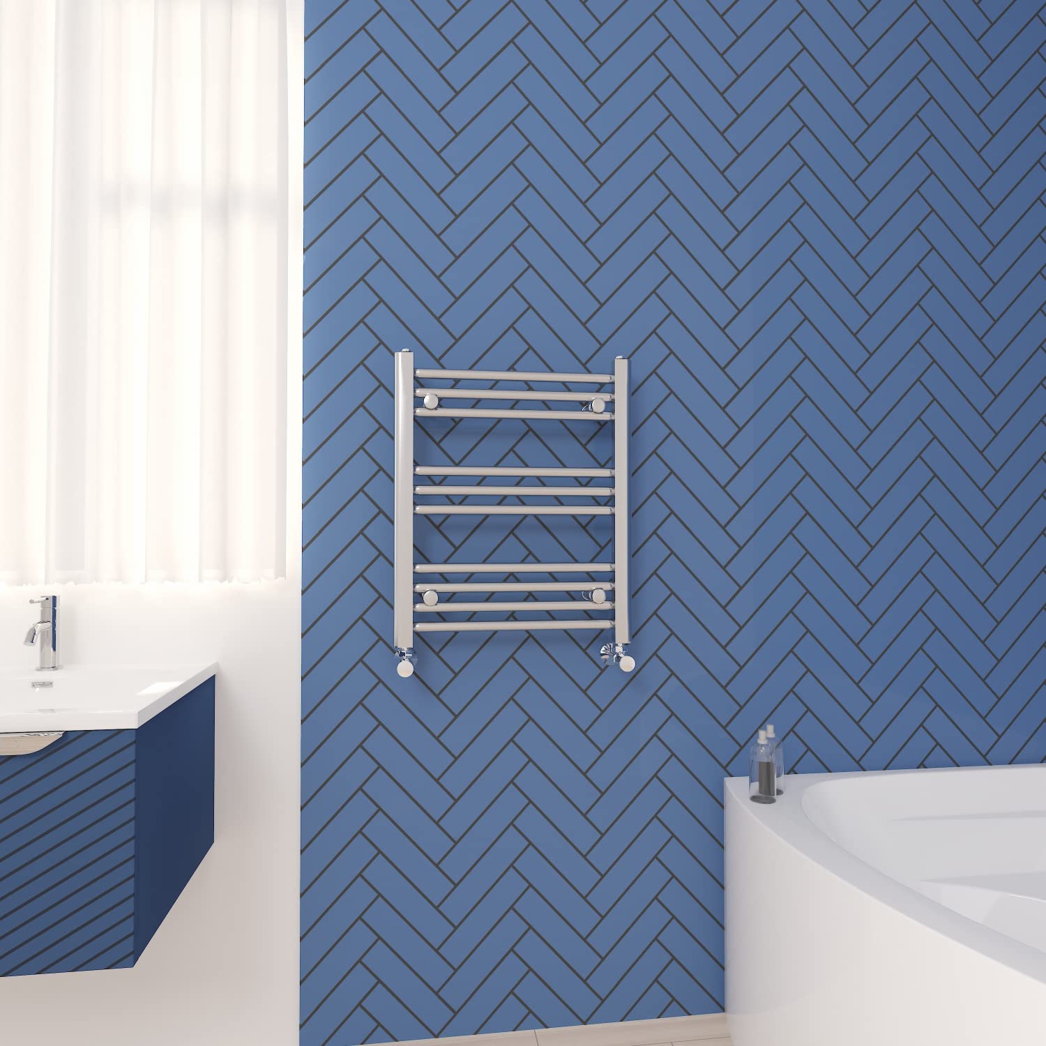 NRG Straight Central Heating Towel Rail Bathroom Radiator Chrome 600×500mm