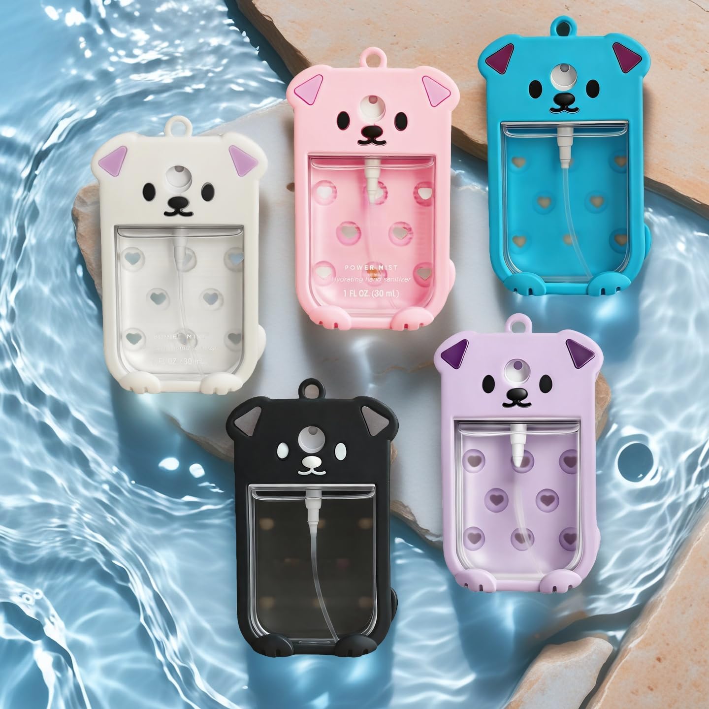 Puppy Silicone Case for Touchland Hand Sanitizer Spray 1FL OZ/30ML with Keychain and Charms - Image 6
