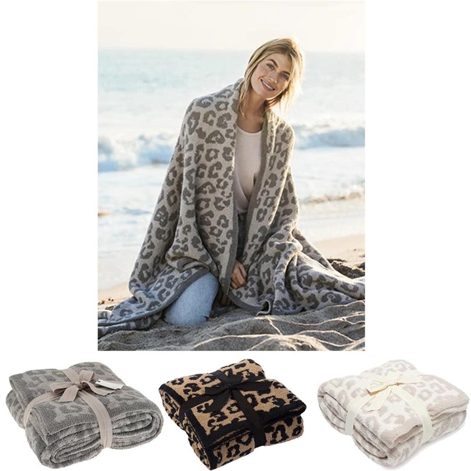 Amazon｜高級フリース・ヒョウ・スローブランケット、スーパーソフト