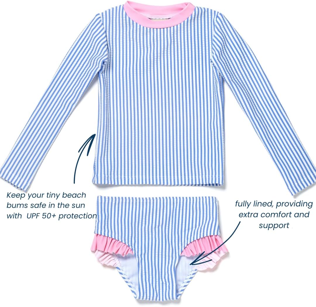 Coast & Crest Long Sleeve Rash Guard 2 Piece Swimsuit Set