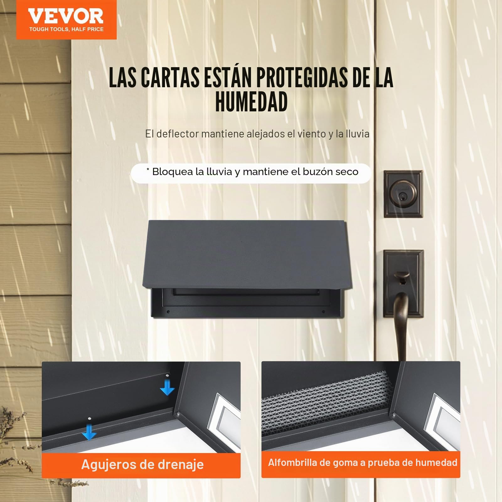 VEVOR Buzón Empotrable de Puerta 305x155x360 mm Acero Resistente Cerradura con Código de Combinación Gris