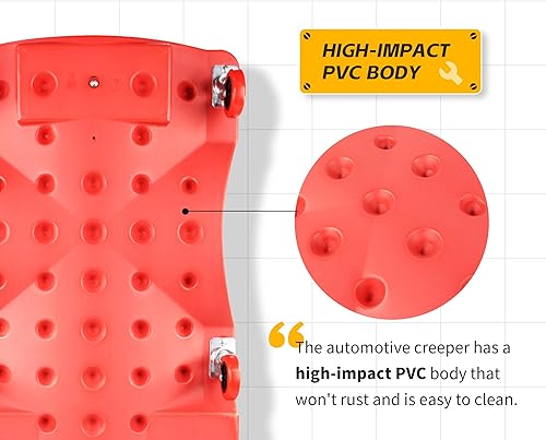 Miniatura 8 de MAXWORKS 50874 - Enredadera de plástico de 40 pulgadas con reposacabezas acolchado y bandejas de herramientas dobles, 300 libras