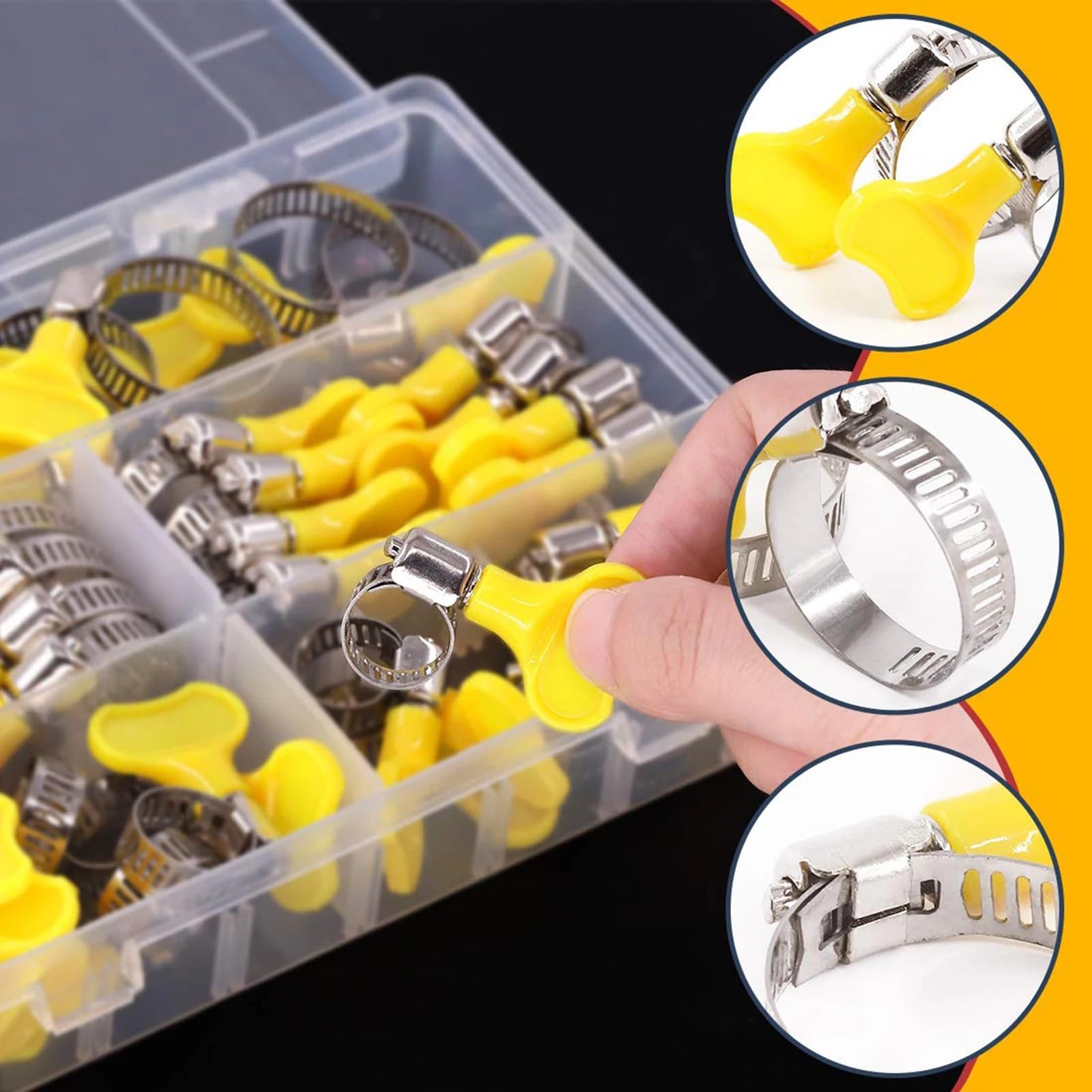 Schlauchschellen Edelstahl 40-teiliges, verstellbares Schlüssel-Schlauchschellen-Set, langlebiges Schneckengetriebe for Automobil- und mechanische Anwendungen