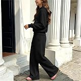 Girls Sweatsuit Drop Shoulde Pullover Tops Black – product photo 3 of 7
