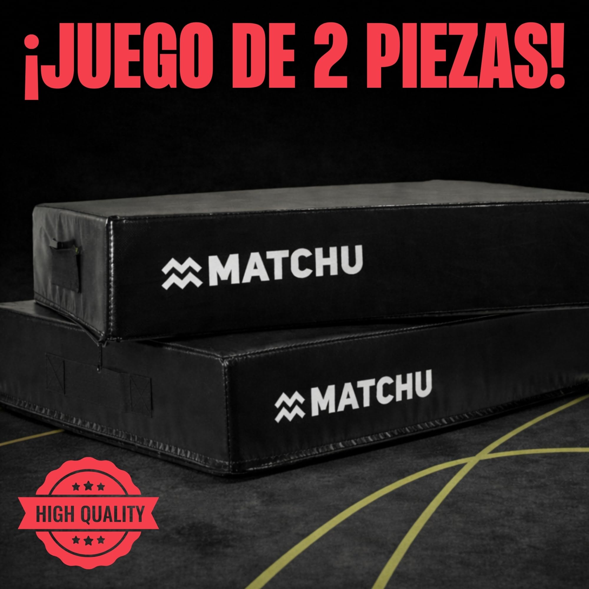 MATCHU - Drop Pads - Set de 2 Piezas - Amortiguación de Alta Calidad - Espuma Durable - Funda de PVC resistente al desgaste - 75x57x15 CM - Negro