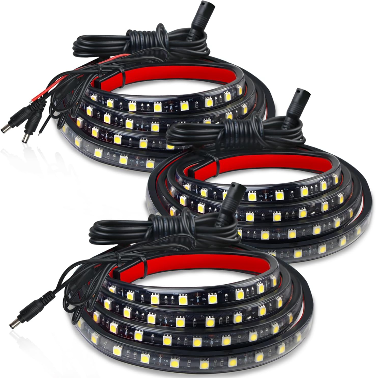 3Pcs 60 Inch Truck Bed Lights, Avenemark Waterproof 12V LED Light Strip with 270 White LEDs, Truck Accessories Strip Lights Kit with On/Off Switch Wiring Extension Cable for Pickup Cargo Boat