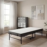 LIKIMIO Twin Folding Bed with Memory Foam Mattress - 75x38" Rollaway Guest Bed on Wheels for Adults, Sturdy Metal Frame, Small Space Storage