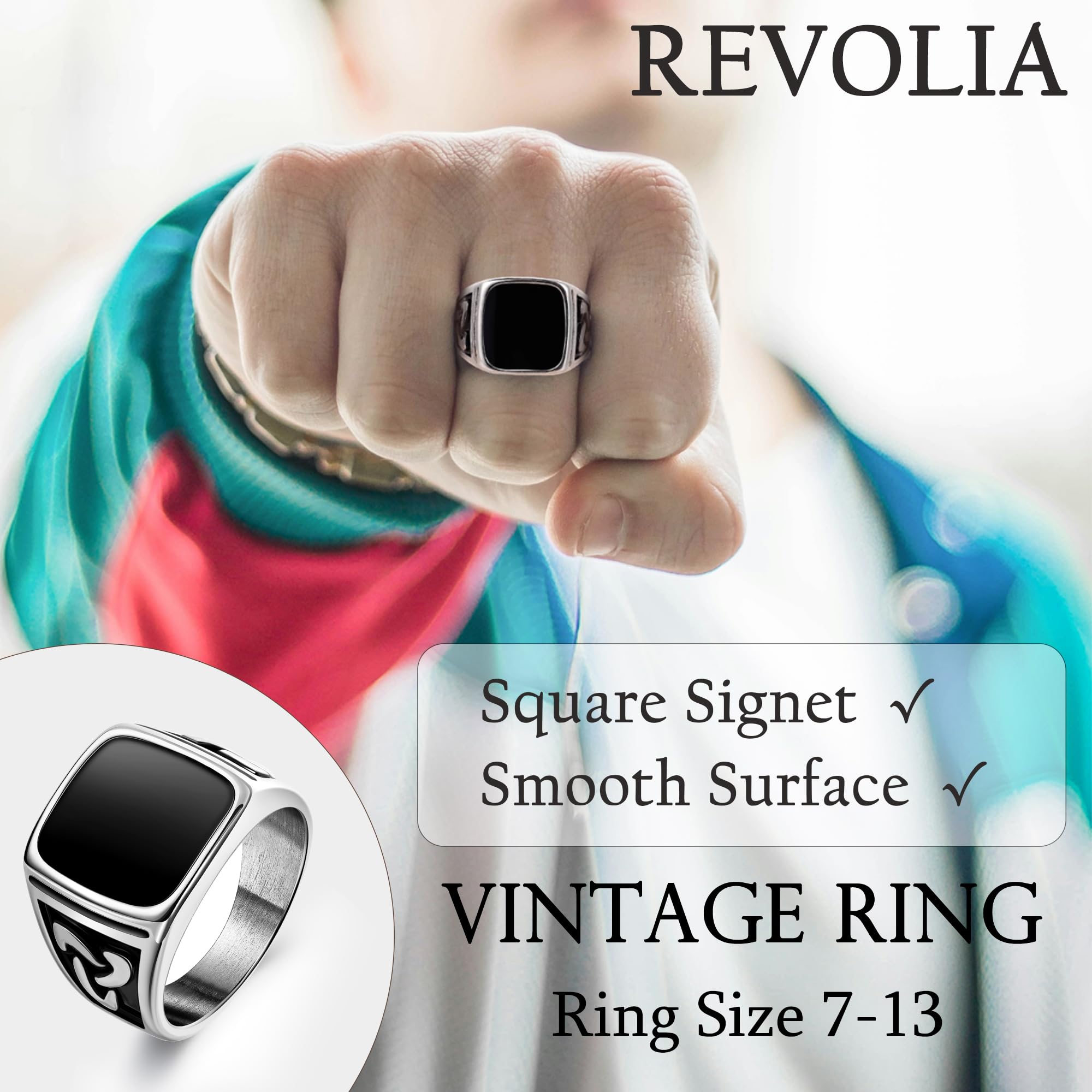 5 anillos de acero inoxidable para hombre, anillos de sello vintage, anillos anchos retro tallados celtas, anillos de plata de alto pulido, anillos giratorios punk, tallas 7-13, Acero 4