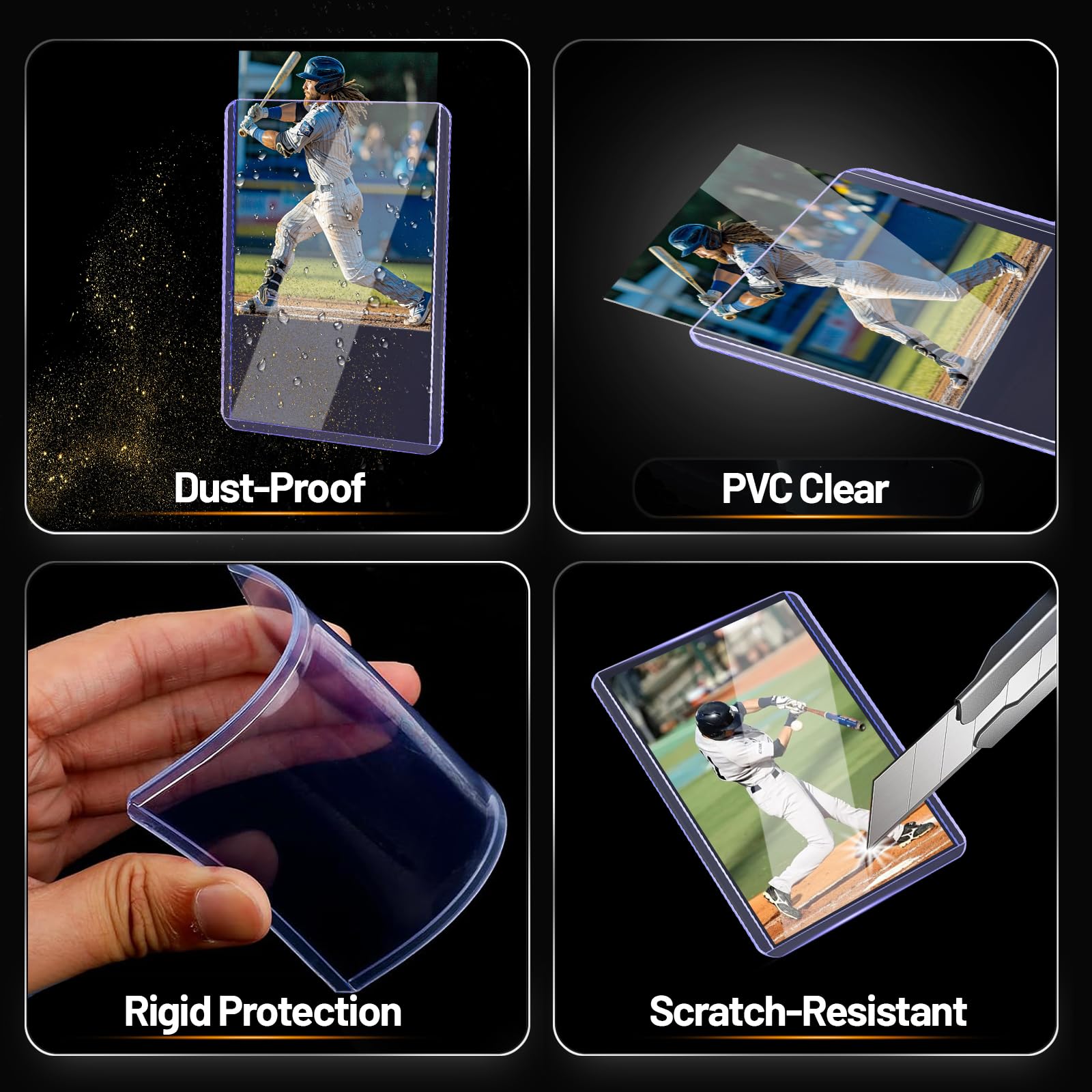 LOVFEN 400 Toploads for Cards & Penny Sleeve 35PT Hard Plastic Card Sleeves 3x4 Baseball Card Protector Holders for TCG Sports Football Collectible Trading Cards