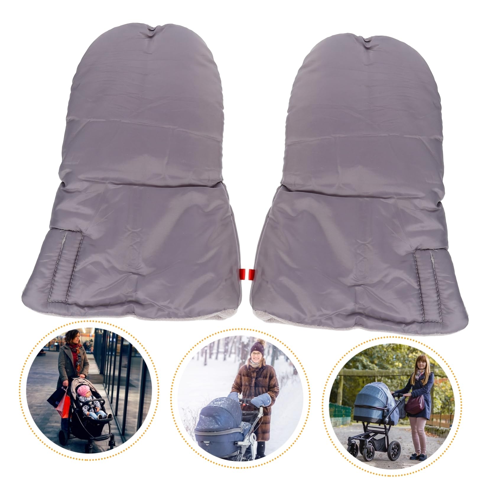 GALPADA 2 Pairs Stroller Gloves Compatible Fleece Pushchair Hand Warmers (grey)