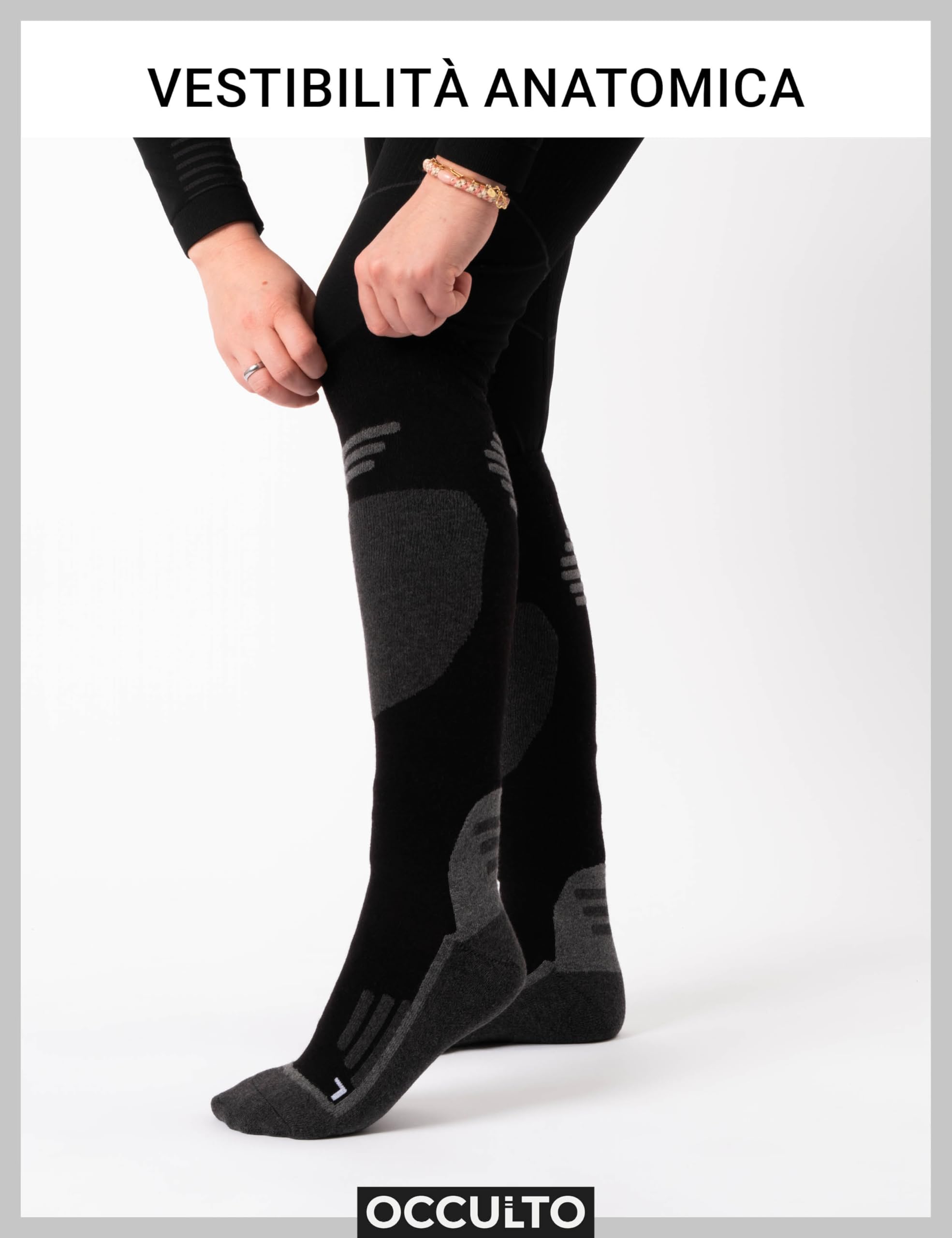 Occulto Calze da Sci Lana Merino Uomo & Donna pacco da 2 (modello: Toni)