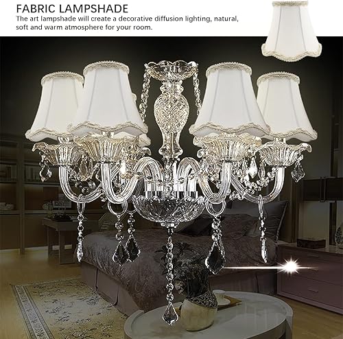 Miniatura 5 de FERCAISH Pantalla de estilo europeo moderno, pantalla de lino de tela de estilo real, lámpara para sala de estar, cocina y comedor candelabros y